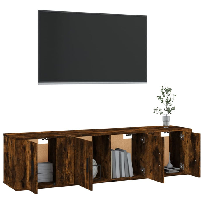 3 Piece Tv Cabinet Set Smoked Oak Engineered Wood Tonnabt