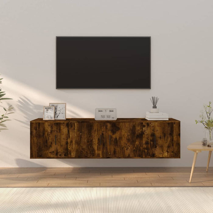 3 Piece Tv Cabinet Set Smoked Oak Engineered Wood Tonnabt