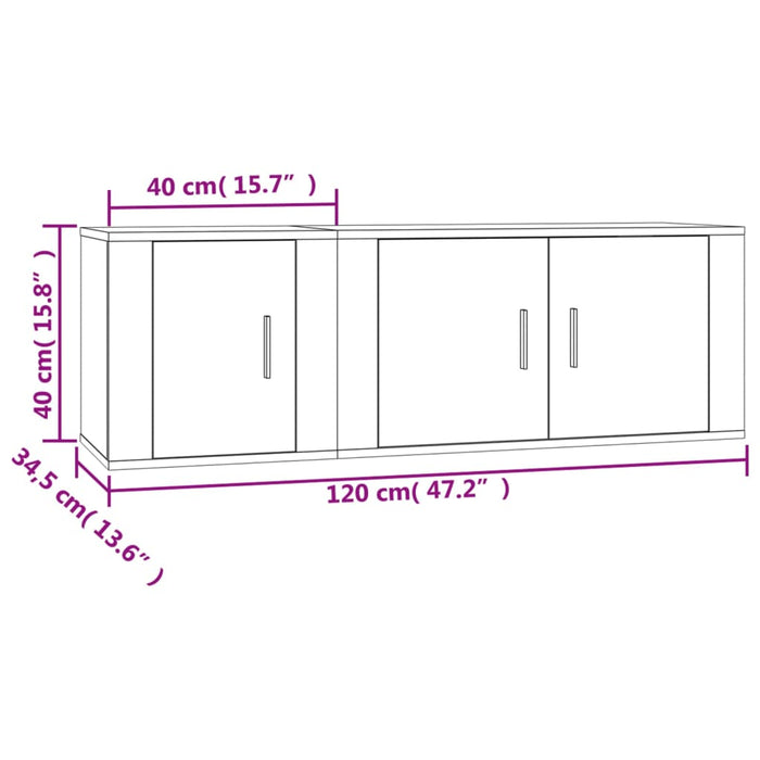 2 Piece Tv Cabinet Set White Engineered Wood Tonnabl