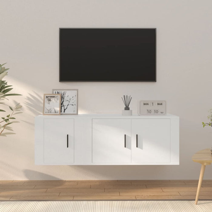 2 Piece Tv Cabinet Set White Engineered Wood Tonnabl