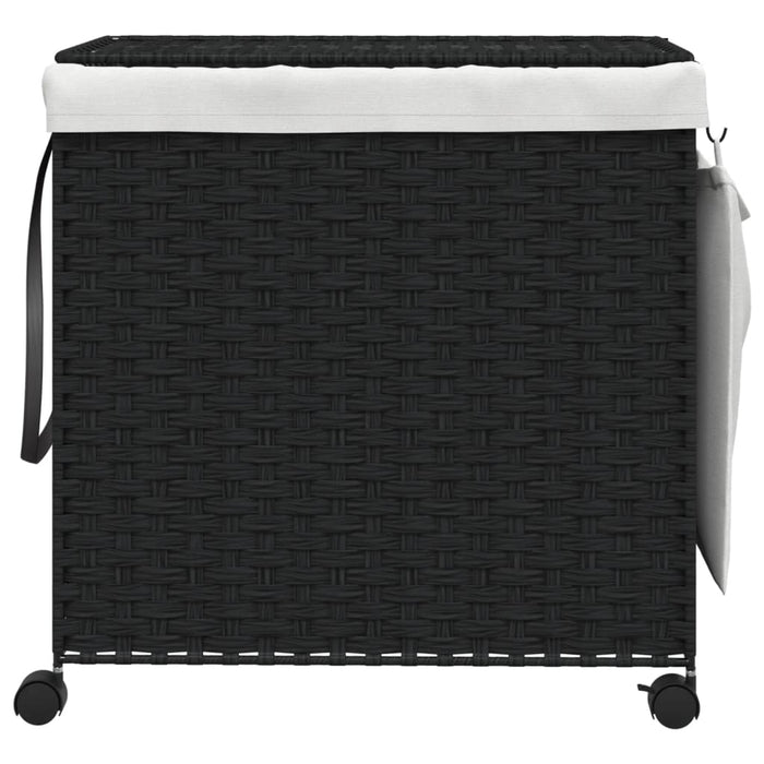 Laundry Basket With Wheels Black 60X35X60.5 Cm Rattan Tixbax