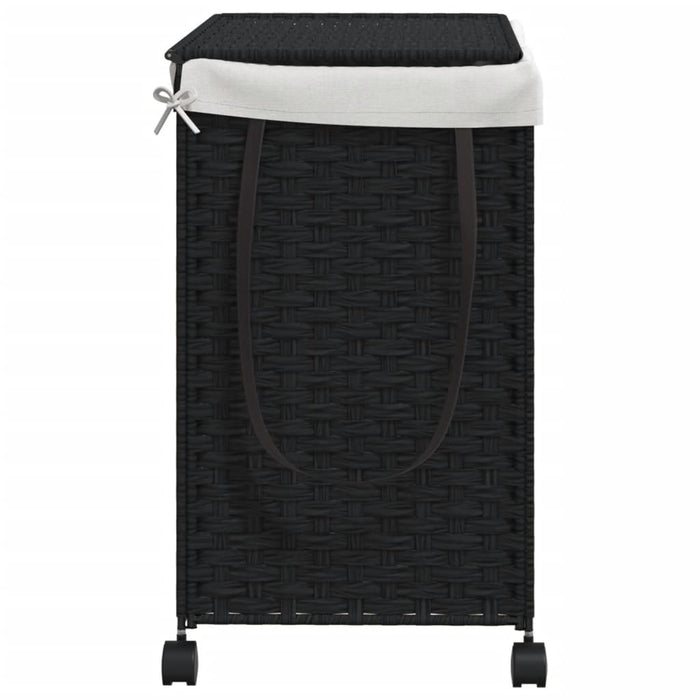 Laundry Basket With Wheels Black 60X35X60.5 Cm Rattan Tixbax