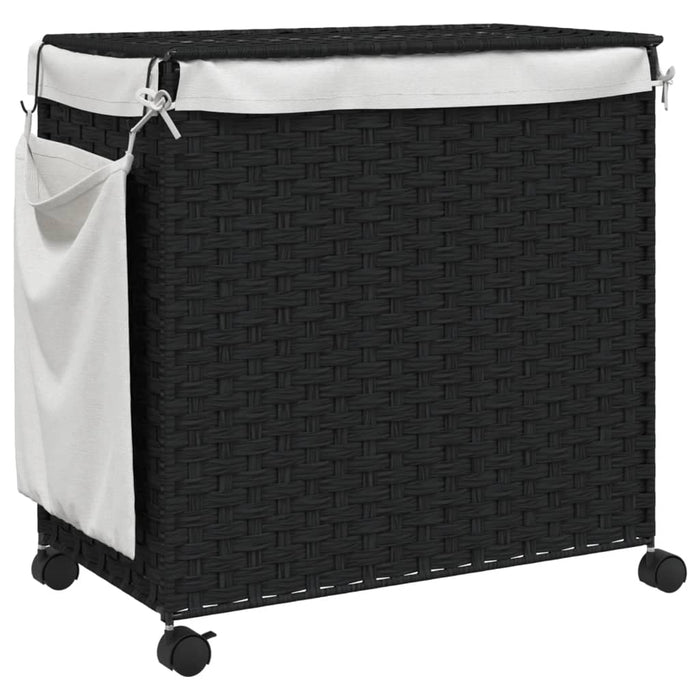 Laundry Basket With Wheels Black 60X35X60.5 Cm Rattan Tixbax