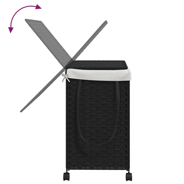 Laundry Basket With Wheels Black 60X35X60.5 Cm Rattan Tixbax