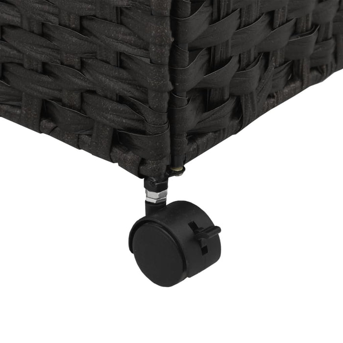 Laundry Basket With Wheels Black 60X35X60.5 Cm Rattan Tixbax