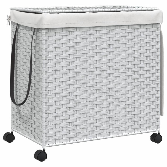 Laundry Basket With Wheels White 60X35X60.5 Cm Rattan Tixbat