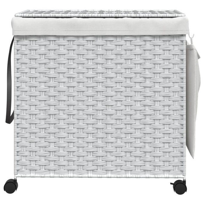 Laundry Basket With Wheels White 60X35X60.5 Cm Rattan Tixbat