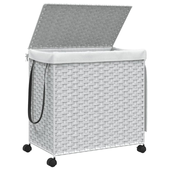 Laundry Basket With Wheels White 60X35X60.5 Cm Rattan Tixbat