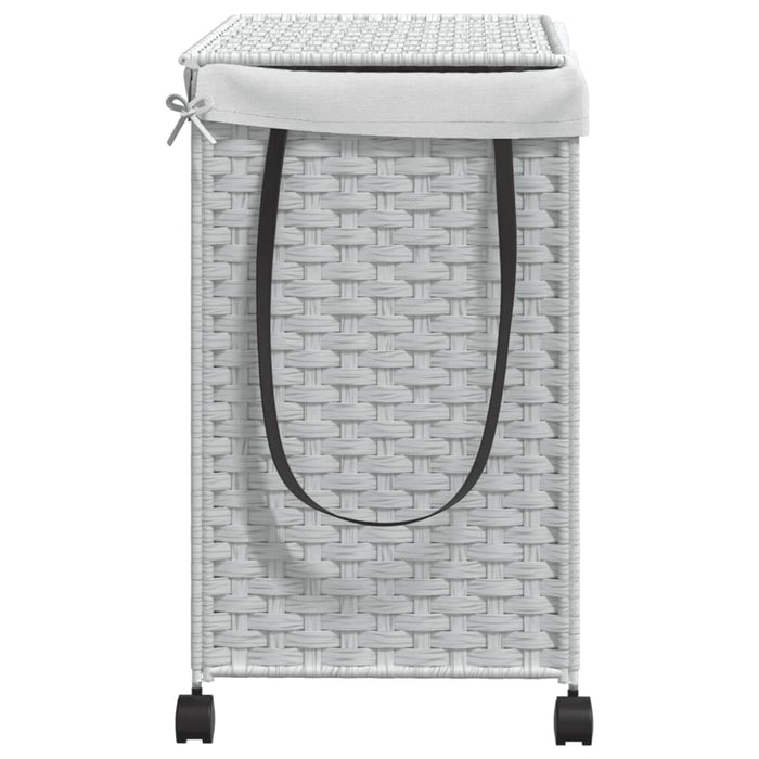 Laundry Basket With Wheels White 60X35X60.5 Cm Rattan Tixbat