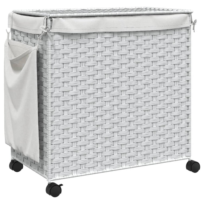 Laundry Basket With Wheels White 60X35X60.5 Cm Rattan Tixbat