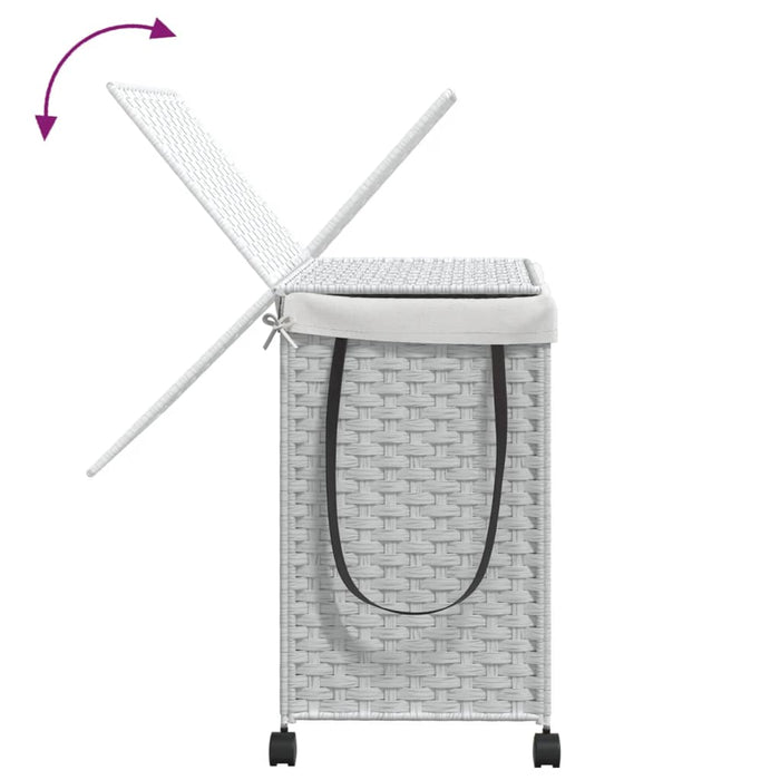 Laundry Basket With Wheels White 60X35X60.5 Cm Rattan Tixbat