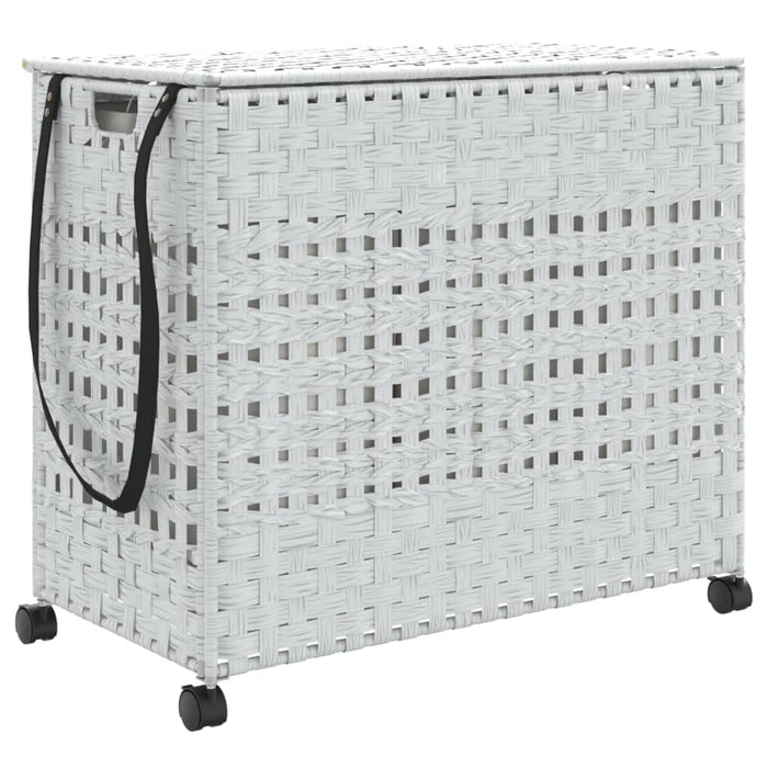 Laundry Basket With Wheels White 66X35X60 Cm Rattan Tixban