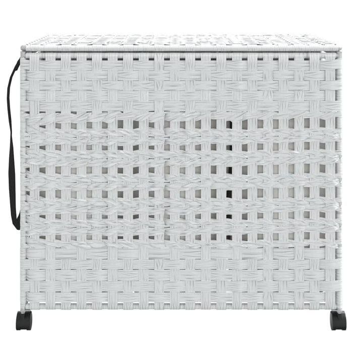 Laundry Basket With Wheels White 66X35X60 Cm Rattan Tixban