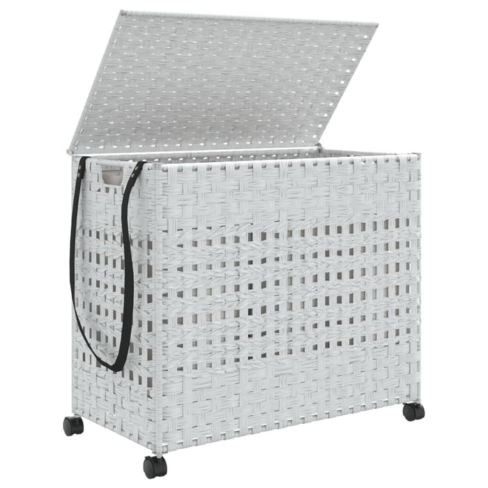 Laundry Basket With Wheels White 66X35X60 Cm Rattan Tixban