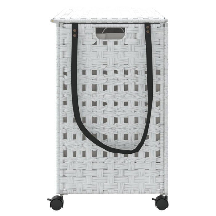 Laundry Basket With Wheels White 66X35X60 Cm Rattan Tixban