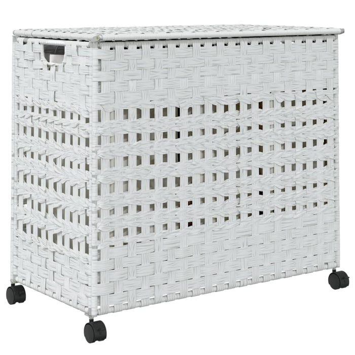 Laundry Basket With Wheels White 66X35X60 Cm Rattan Tixban