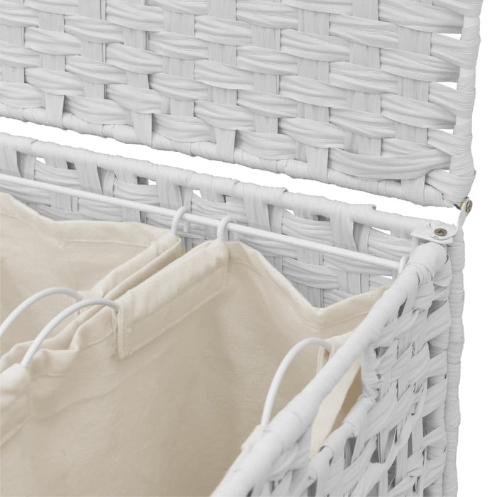 Laundry Basket With Wheels White 66X35X60 Cm Rattan Tixban