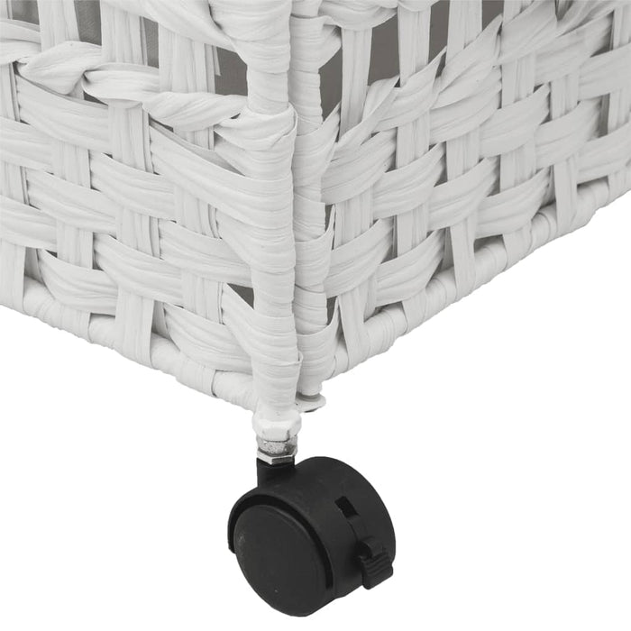 Laundry Basket With Wheels White 66X35X60 Cm Rattan Tixban