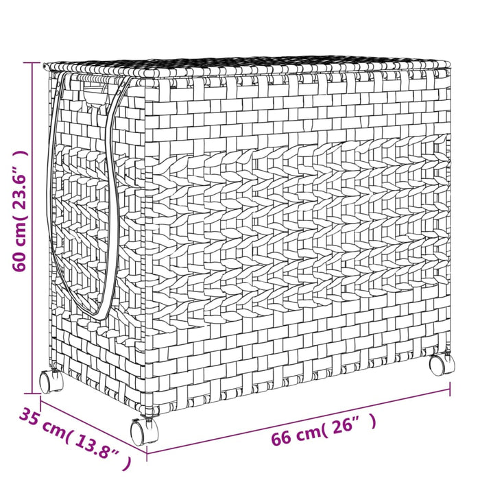 Laundry Basket With Wheels White 66X35X60 Cm Rattan Tixban