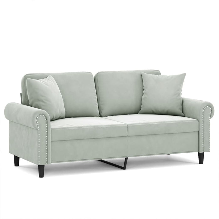 2-Seater Sofa With Throw Pillows Light Grey 140 Cm Velvet Txbbkap