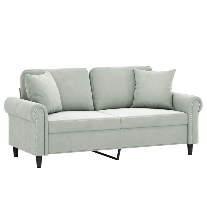 2-Seater Sofa With Throw Pillows Light Grey 140 Cm Velvet Txbbkap