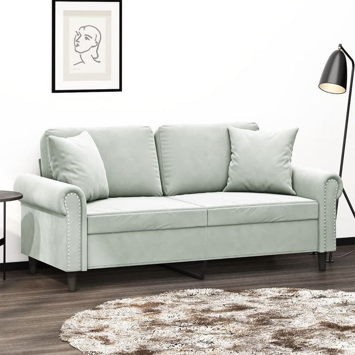 2-Seater Sofa With Throw Pillows Light Grey 140 Cm Velvet Txbbkap