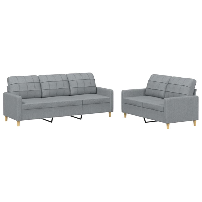 2 Piece Sofa Set With Cushions Light Grey Fabric Txbotbl