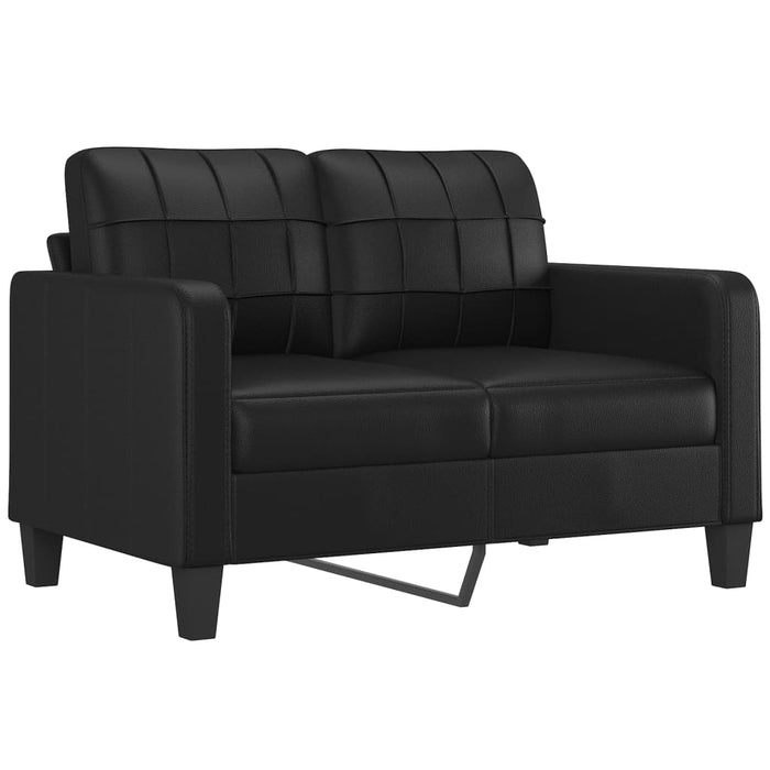 2 Piece Sofa Set With Cushions Black Faux Leather Txbotin