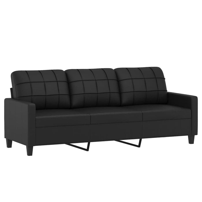 2 Piece Sofa Set With Cushions Black Faux Leather Txbotin