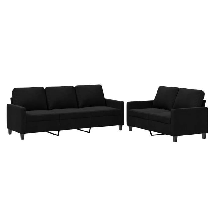 2 Piece Sofa Set With Cushions Black Velvet Txbopxo