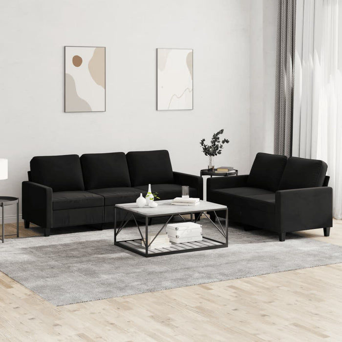 2 Piece Sofa Set With Cushions Black Velvet Txbopxo