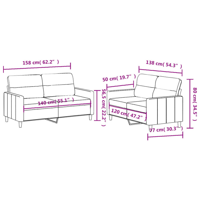 2 Piece Sofa Set With Cushions Light Grey Fabric Txbopln