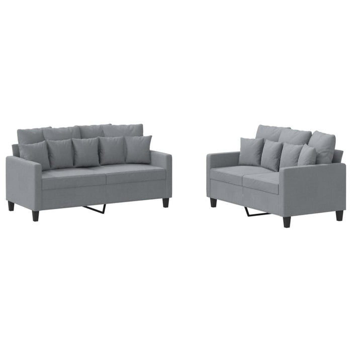 2 Piece Sofa Set With Cushions Light Grey Fabric Txbolan