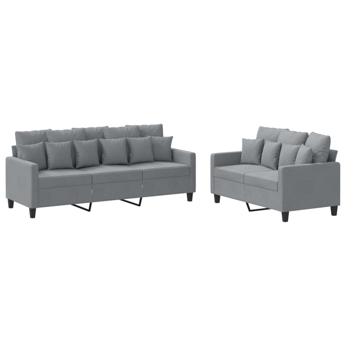 2 Piece Sofa Set With Cushions Light Grey Fabric Txbolla