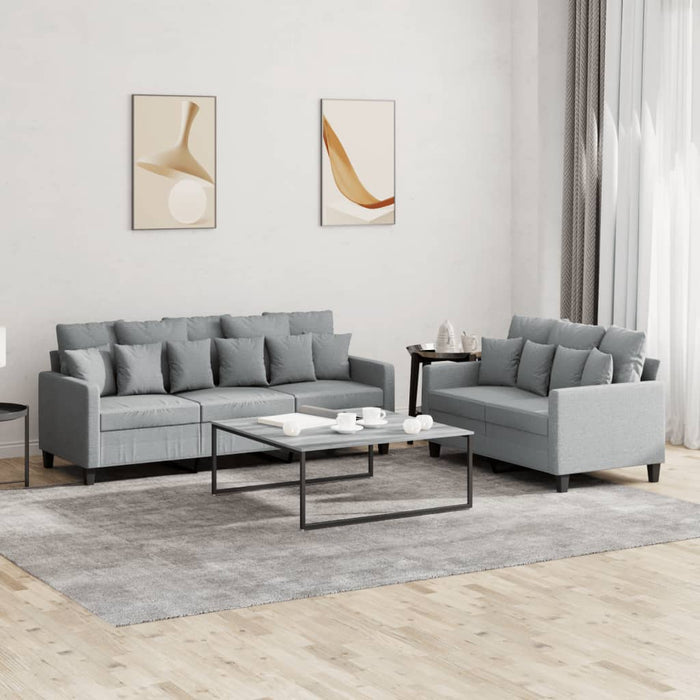 2 Piece Sofa Set With Cushions Light Grey Fabric Txbolla