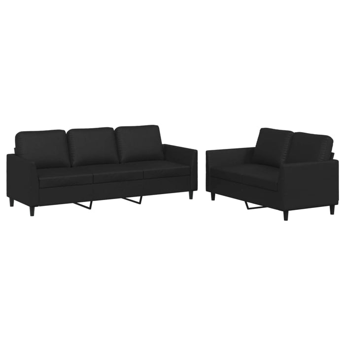 2 Piece Sofa Set With Cushions Black Faux Leather Txboilb