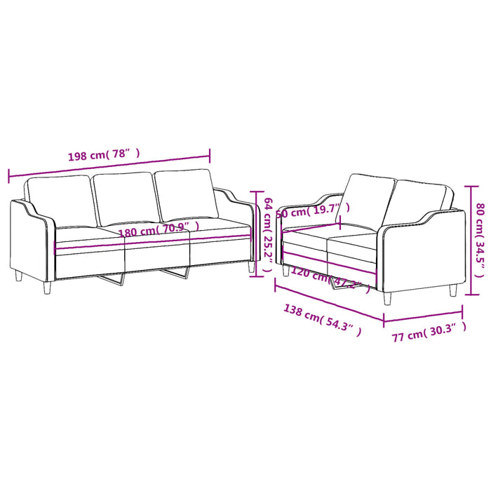 2 Piece Sofa Set With Cushions Dark Grey Fabric Txbontp