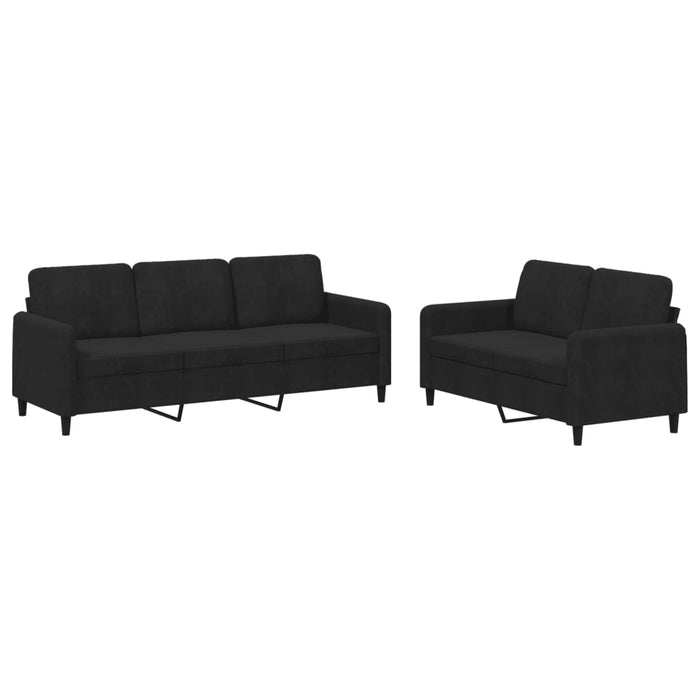 2 Piece Sofa Set Black Velvet Txbxbok