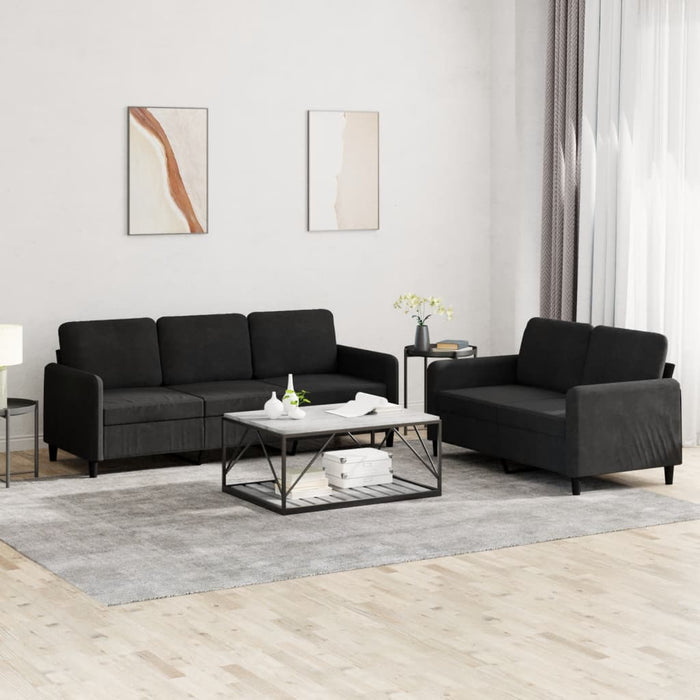 2 Piece Sofa Set Black Velvet Txbxbok