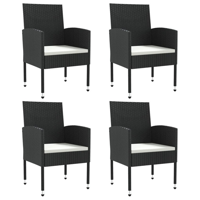 5 Piece Garden Dining Set Black Poly Rattan And Steel Txbttol