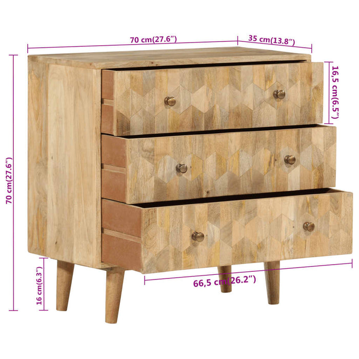 Drawer Cabinet 70X35X70 Cm Solid Wood Mango Tpnona