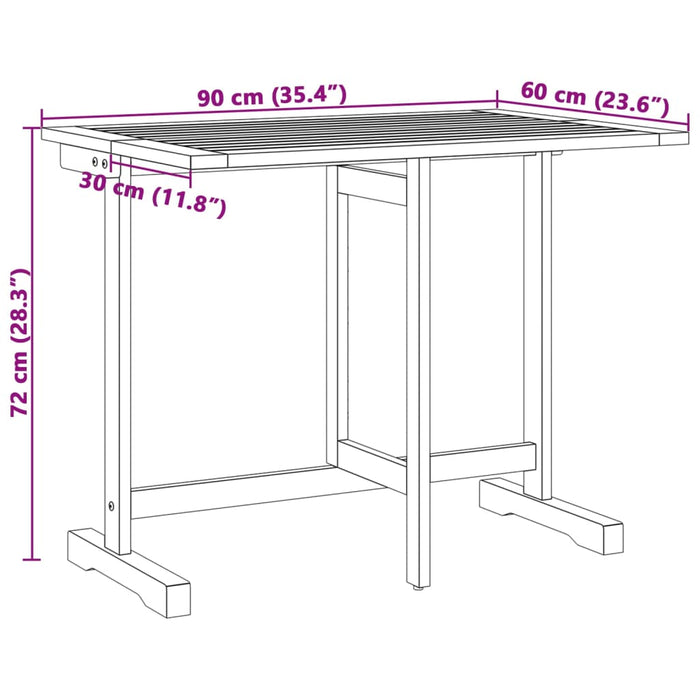 3 Piece Folding Garden Dining Set Solid Wood Acacia Txblttt