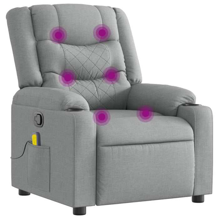 Massage Recliner Chair Light Grey Fabric Txblnko