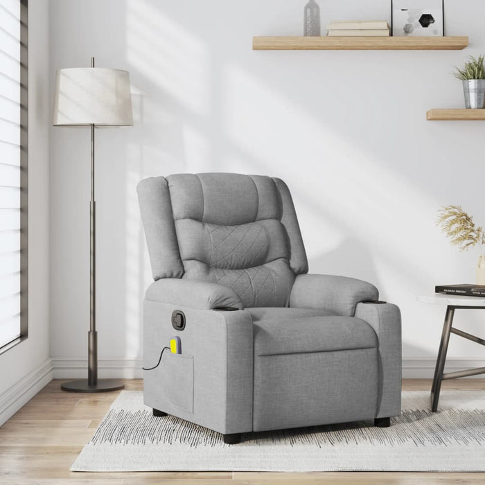 Massage Recliner Chair Light Grey Fabric Txblnko