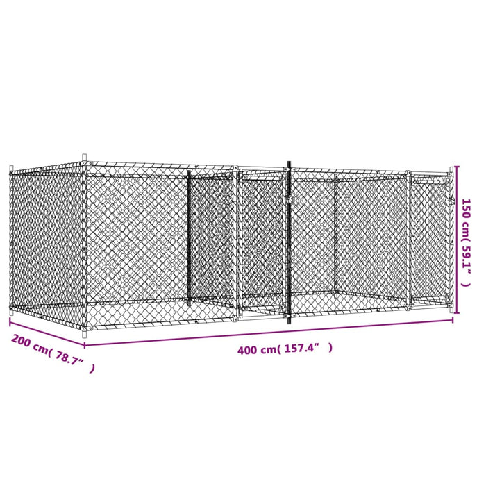 Dog Cage With Doors Grey 4X2X1.5 M Galvanised Steel Txbkpit