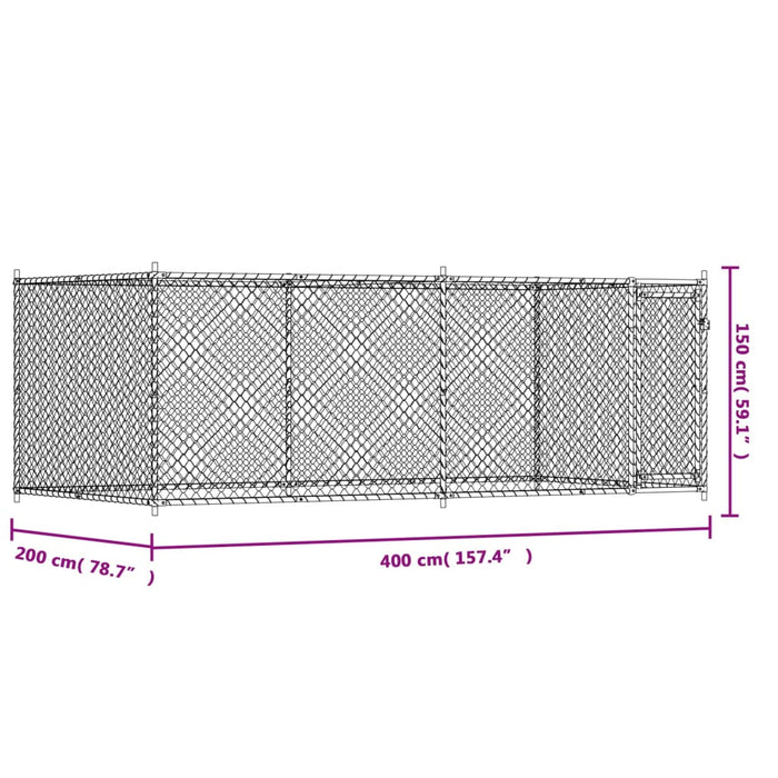 Dog Cage With Door Grey 4X2X1.5 M Galvanised Steel Txbkpin