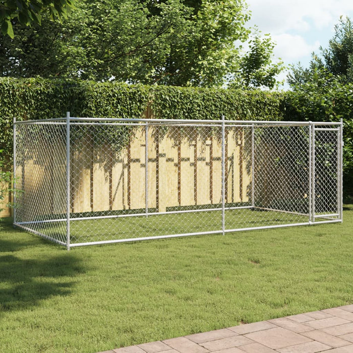 Dog Cage With Door Grey 4X2X1.5 M Galvanised Steel Txbkpin