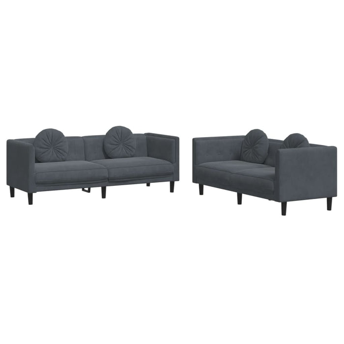 2 Piece Sofa Set With Pillows Dark Grey Velvet Txbkxpn