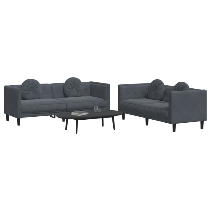 2 Piece Sofa Set With Pillows Dark Grey Velvet Txbkxpn