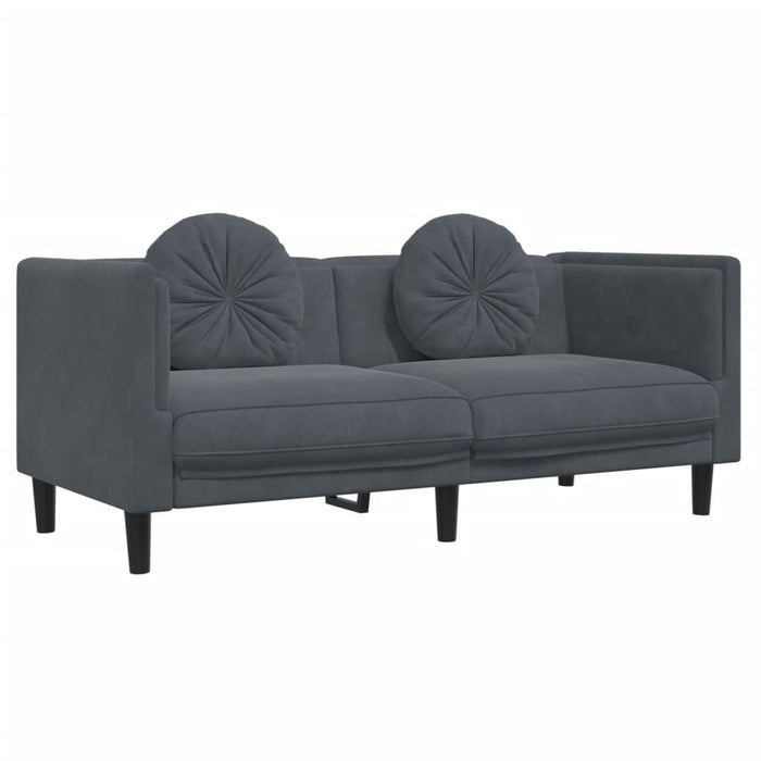 2 Piece Sofa Set With Pillows Dark Grey Velvet Txbkxpn